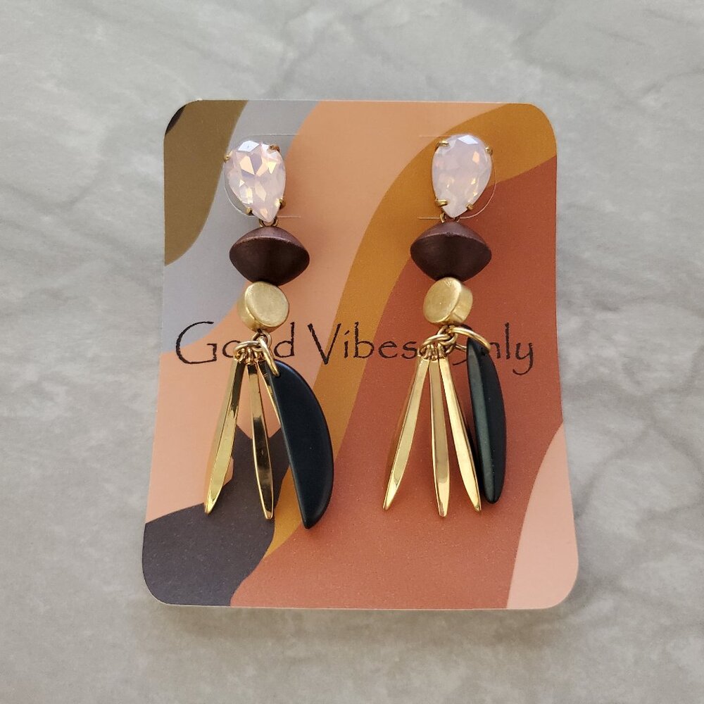 ✨ J.Crew Brown Blue Purple Iridescent Beaded Rhinestone Drop Dangle  ✨
